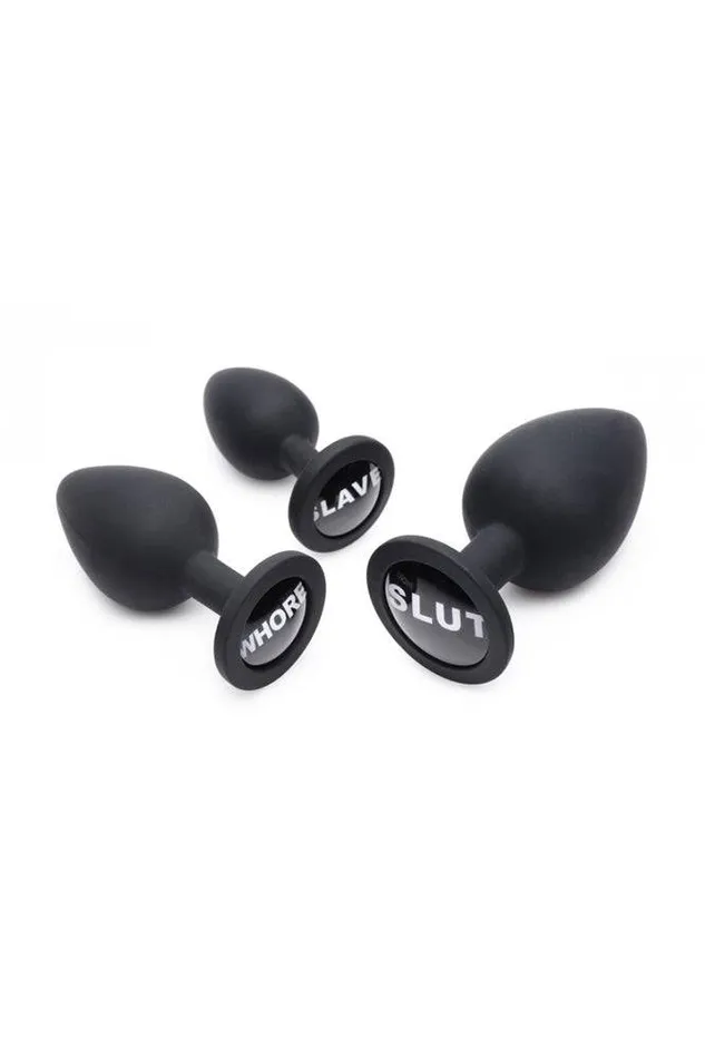 Anal XR Brands Master Series Dirty Words Anal Plug Set Black XR Brands