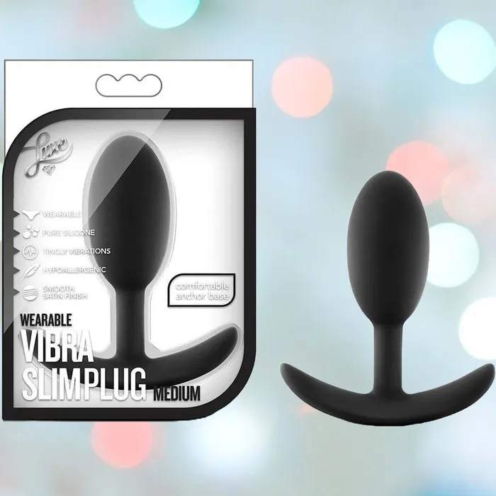 Blush Novelties Anal Luxe Wearable Vibra Slim Black Butt Plug Medium