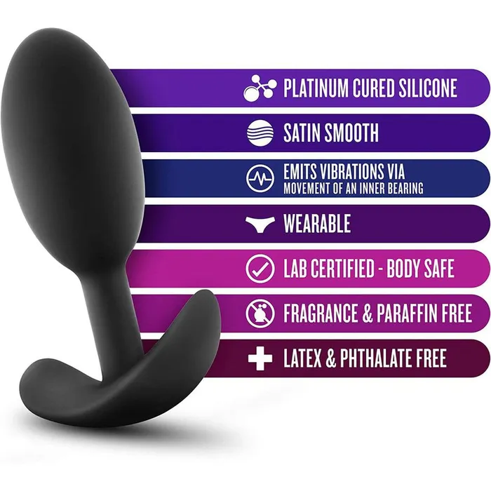 Blush Novelties Anal Luxe Wearable Vibra Slim Black Butt Plug Medium