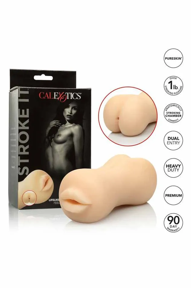 Cal Exotics Male Sex Toys Cal Exotics Stroke It Mouth Ass Dual Ended Stroker