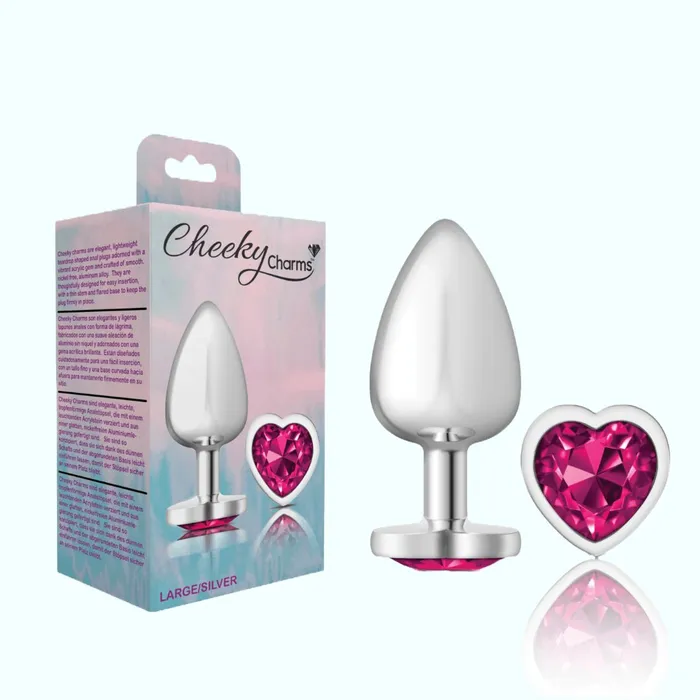 Cheeky Charms Silver Large Metal Butt Plug HeartShaped Bright Pink Cheeky Charms Anal Cheeky Charms Silver Large Metal Butt Plug HeartShaped Bright Pink Cheeky Charms Anal