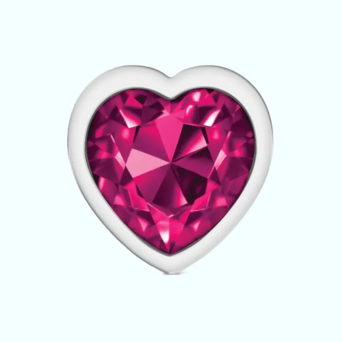 Cheeky Charms Silver Large Metal Butt Plug HeartShaped Bright Pink Cheeky Charms Anal