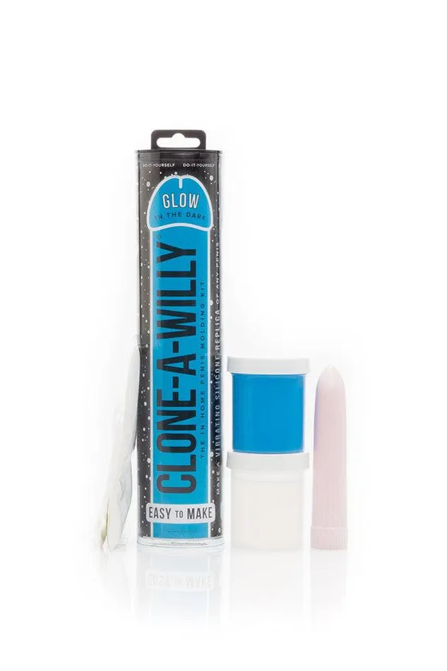 Clone A Willy Male Sex Toys CloneAWilly Vibrating Penis Casting Kit Glow In The Dark Blue