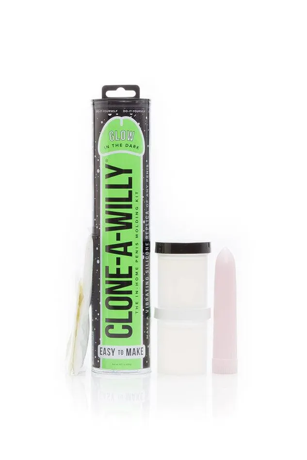 Clone A Willy Male Sex Toys CloneAWilly Vibrating Penis Casting Kit Glow In The Dark Green