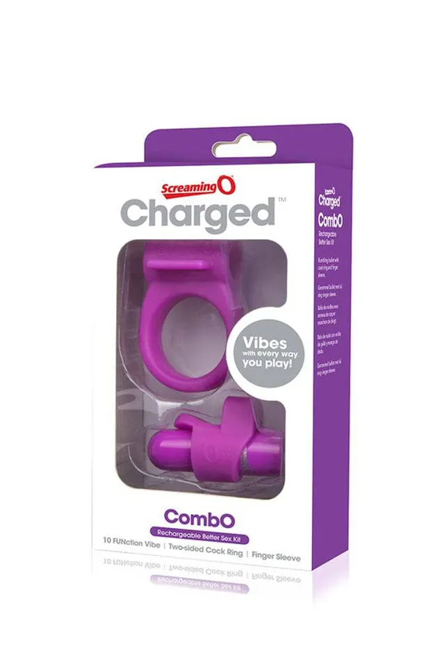 Couples Screaming O Screaming O Charged Combo Kit Cock Ring Bullet Kit Purple