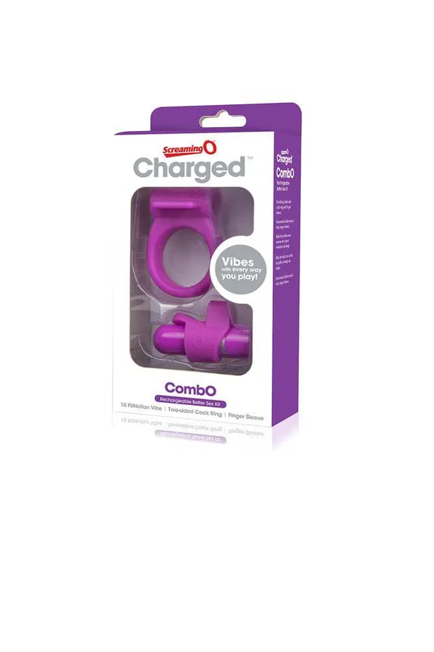 Couples Screaming O Screaming O Charged Combo Kit Cock Ring Bullet Kit Purple
