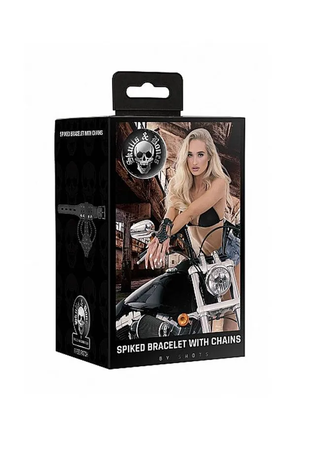 Couples Shots Toys Ouch by Shots Toys Spiked Bracelet With Chains Black
