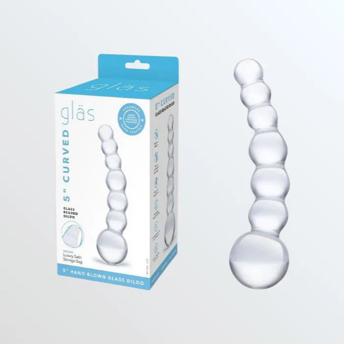 Dildos Gls Gls Curved Beaded 5 Glass Dildo