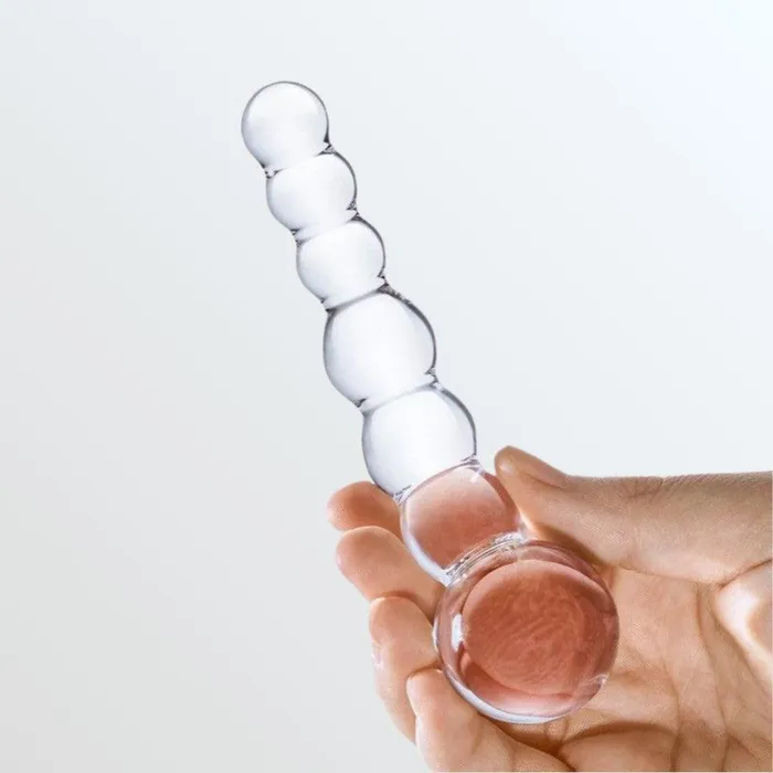 Dildos Gls Gls Curved Beaded 5 Glass Dildo
