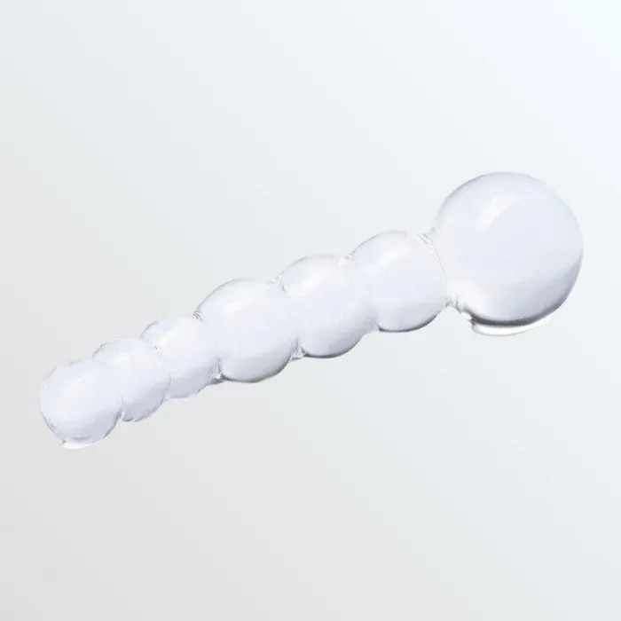 Dildos Gls Gls Curved Beaded 5 Glass Dildo