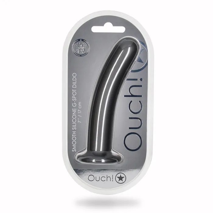 Dildos Shots Toys Shots Ouch Liquid Silicone GSpot 7 Inch Dildo Gun Metal