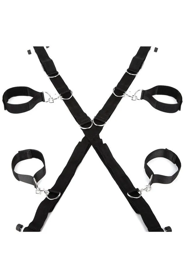 Electric Eel Lux Fetish Over The Door Cross Cuff Set Electric Eel Female Sex Toys