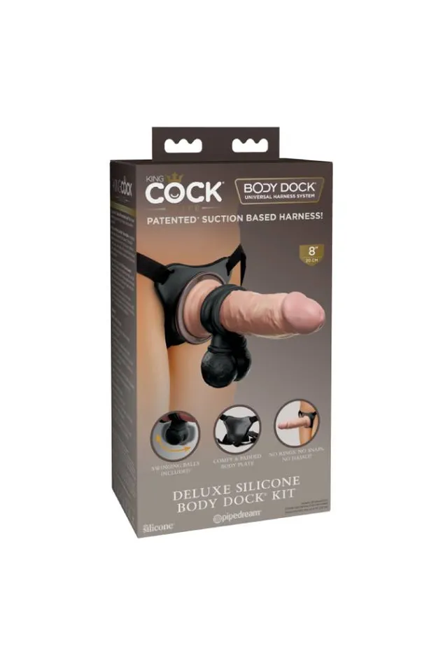 Female Sex Toys Pipedream Pipedream King Cock Elite Deluxe Silicone Body Dock Strapon Kit Beige