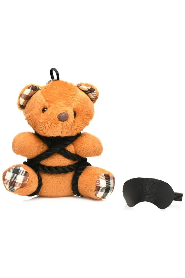 Male Sex Toys XR Brands XR Brands Master Series Rope Teddy Bear Keychain Brown