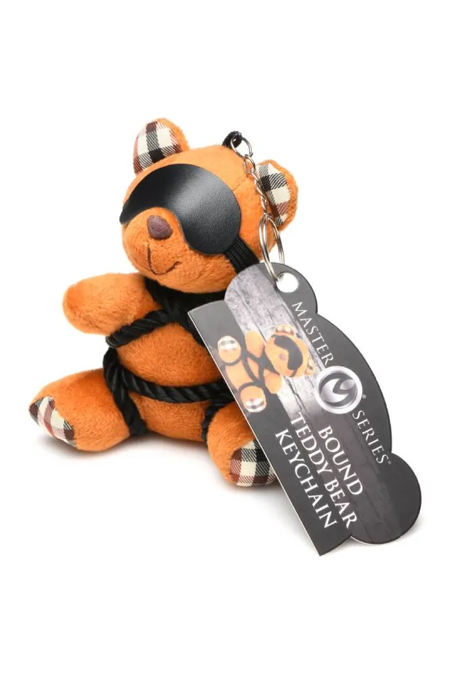 Male Sex Toys XR Brands XR Brands Master Series Rope Teddy Bear Keychain Brown