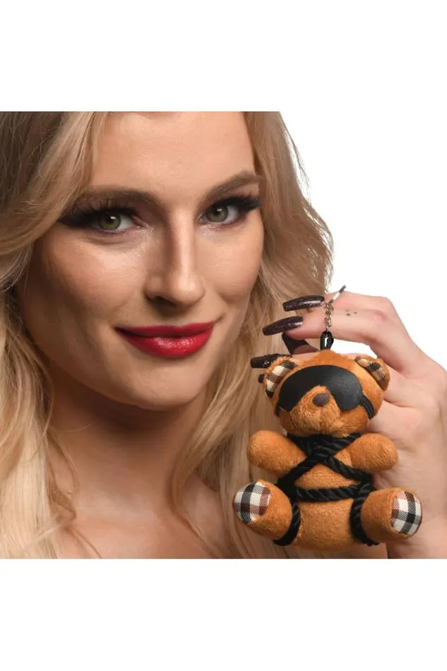 Male Sex Toys XR Brands XR Brands Master Series Rope Teddy Bear Keychain Brown
