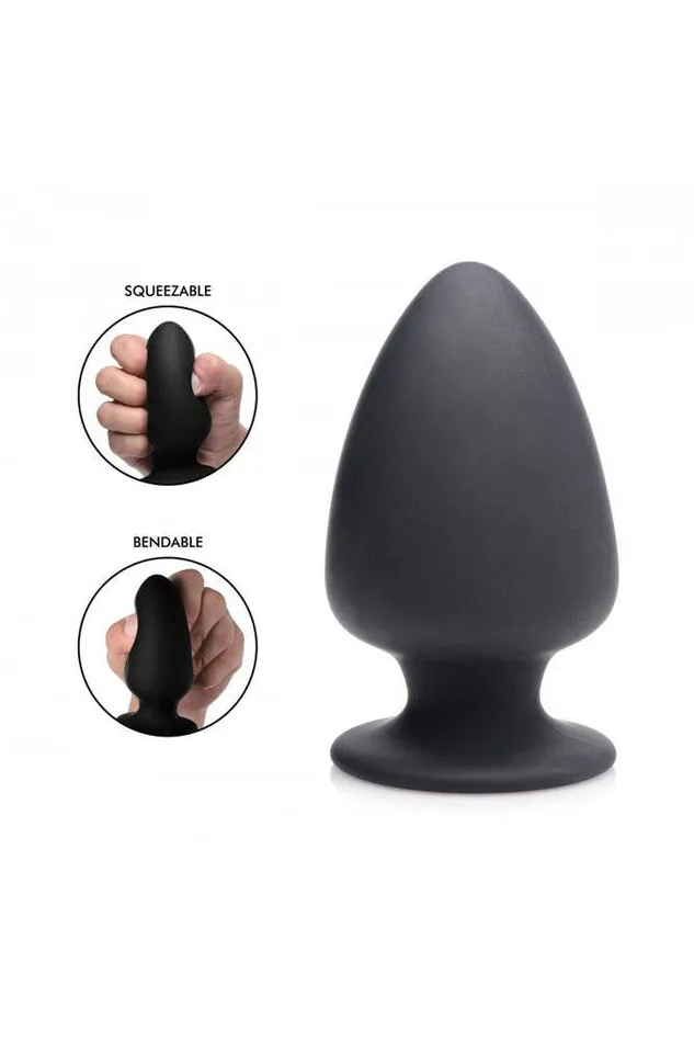 Male Sex Toys XR Brands XR Brands SqueezeIt Squeezable Silicone Anal Plug Medium Black