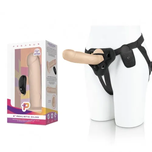 Pegasus Anal Pegasus Remote Control 8 Inch Realistic Silicone Peg With Harness Light