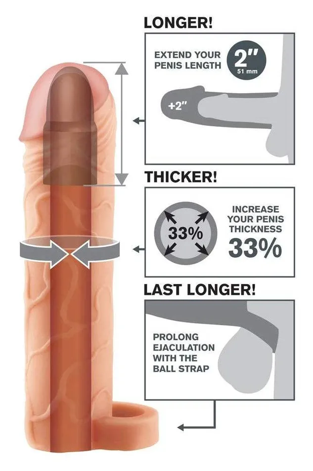 Pipedream Male Sex Toys Pipedream Fantasy Xtensions Perfect 1 Inch Penis Extension with Ball Strap Beige