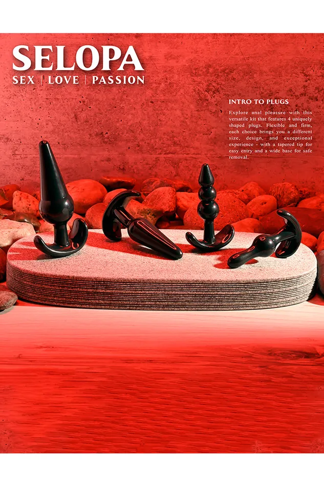 Selopa Anal Selopa Intro To Plugs 4pc Anal Plug Set Black