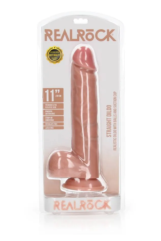 Shots Toys Dildos Shots Toys RealRock 11 Straight Dildo with Balls Various Colors