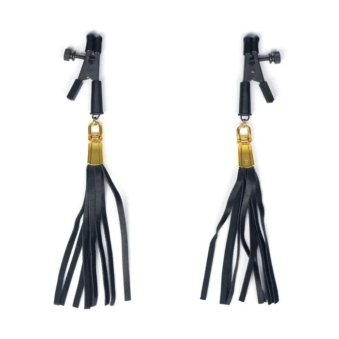 Spartacus Alligator Tip Nipple Clamps Leatherette Tassels SPARTACUS Female Sex Toys