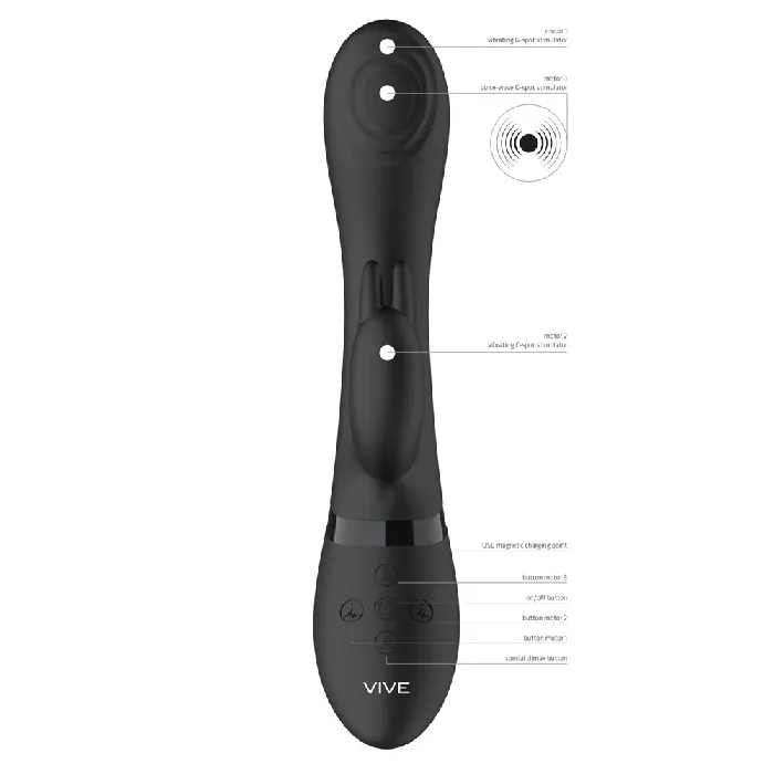 Vibrators Shots Toys Shots Vive Cato Pulse GSpot Rabbit Vibrator Black