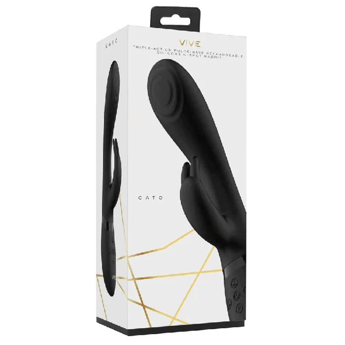 Vibrators Shots Toys Shots Vive Cato Pulse GSpot Rabbit Vibrator Black