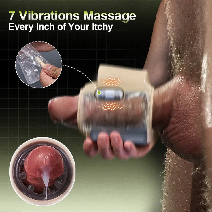 AcmeJoy Male Sex Toys DiveEase 7 Rotation Vibration Open Ended Stroker
