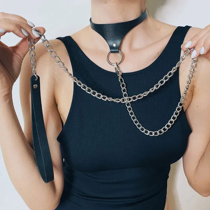Camille Chain Leather Choker Dashdiamondx Restraints