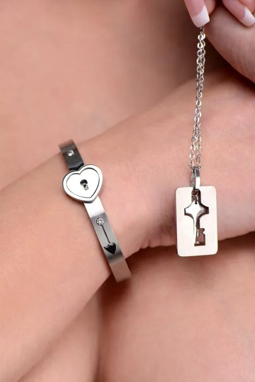 Cuffed Locking Bracelet and Key Necklace XR Brands Master Series Vibrators