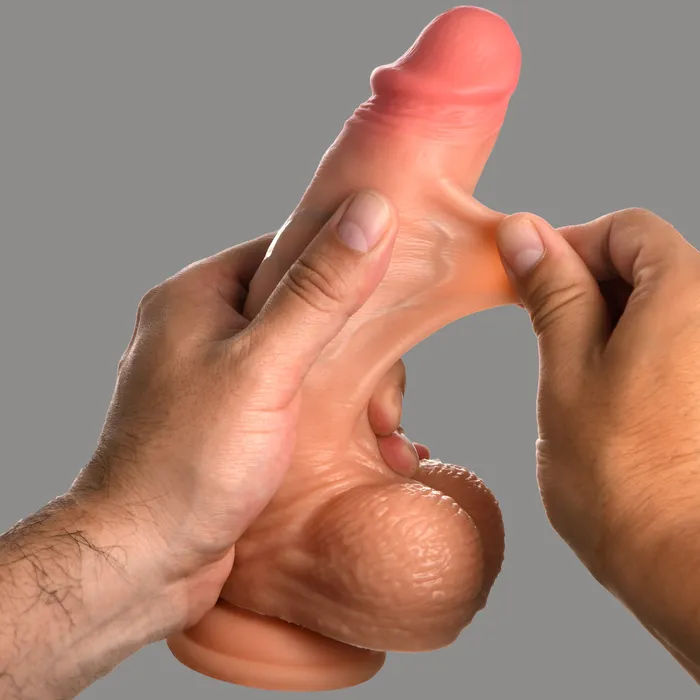 Curve Toys 8 Inch Real Skin Silicone Dildo with Balls Dildos