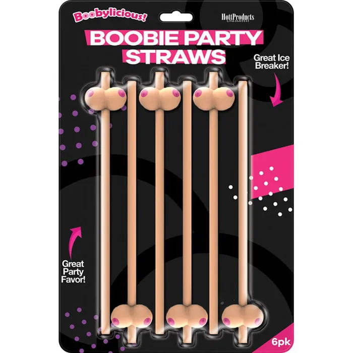 Dildos Boobie Straws 6 Pk Flesh Color Hott Products