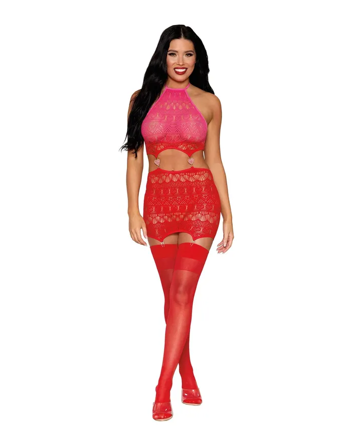 Dreamgirl Vibrators Garter Slip Dmnd One Size Red