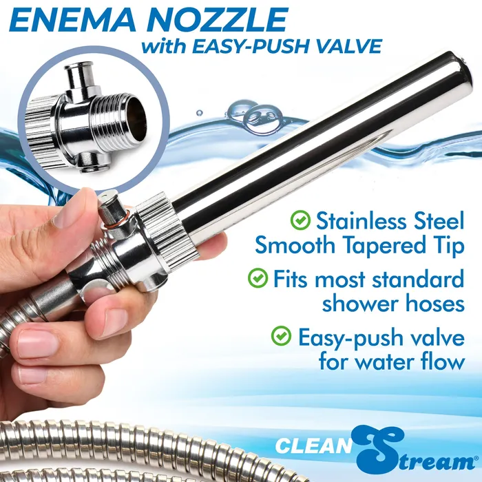 Enema Nozzle with Quick Shut OffOn Valve CleanStream Female Sex Toys