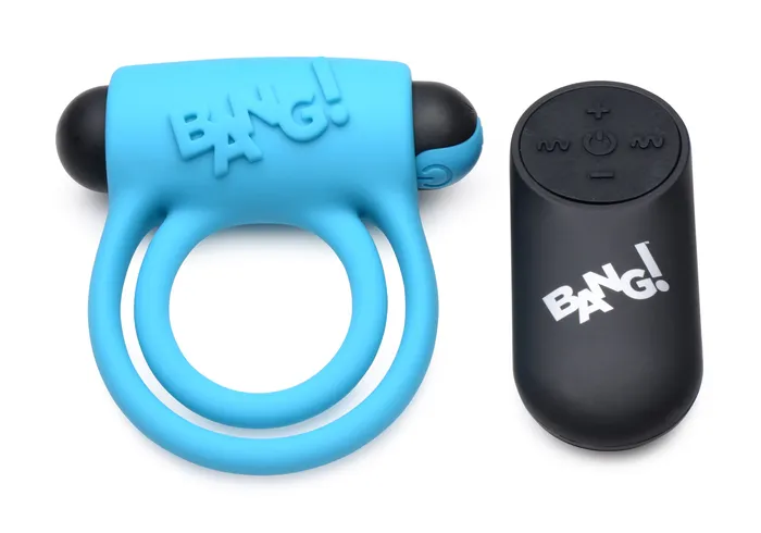 Female Sex Toys XR Brands Bang Bang Silicone Cockring and Bullet With Remote Control Blue Female Sex Toys XR Brands Bang Bang Silicone Cockring and Bullet With Remote Control Blue