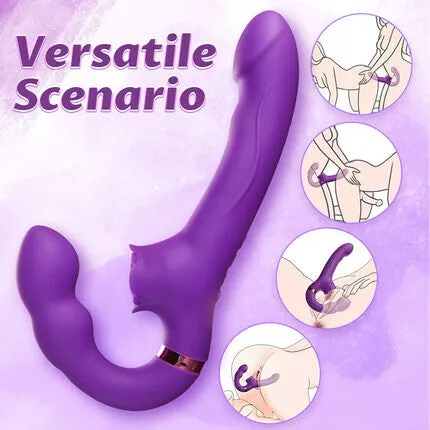 Loria for Couples 10 Tapping Vibrating Gspot Clit Stimulator Strapless Doubleended Remote Control Dildo AcmeJoy Female Sex Toys