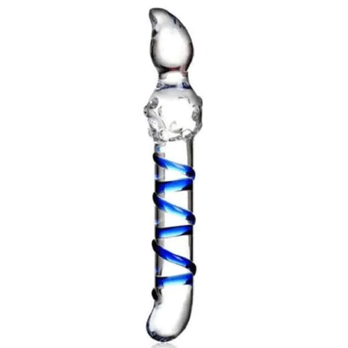 Lovegasm Dildos Blue Candy Cane Glass Anal Dildo Man
