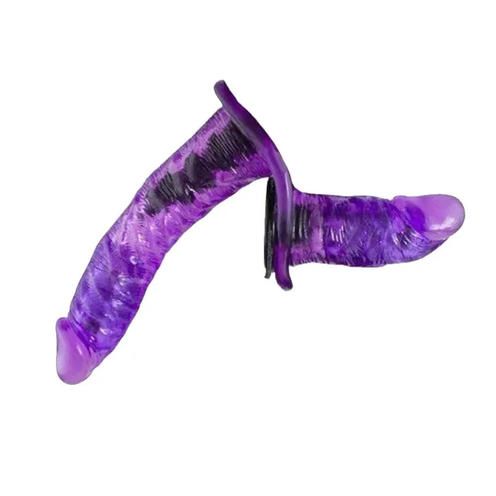 Lovegasm Female Sex Toys Transparent Purple Double Ended Dual Vibrating Dildo Strap Dp Sided