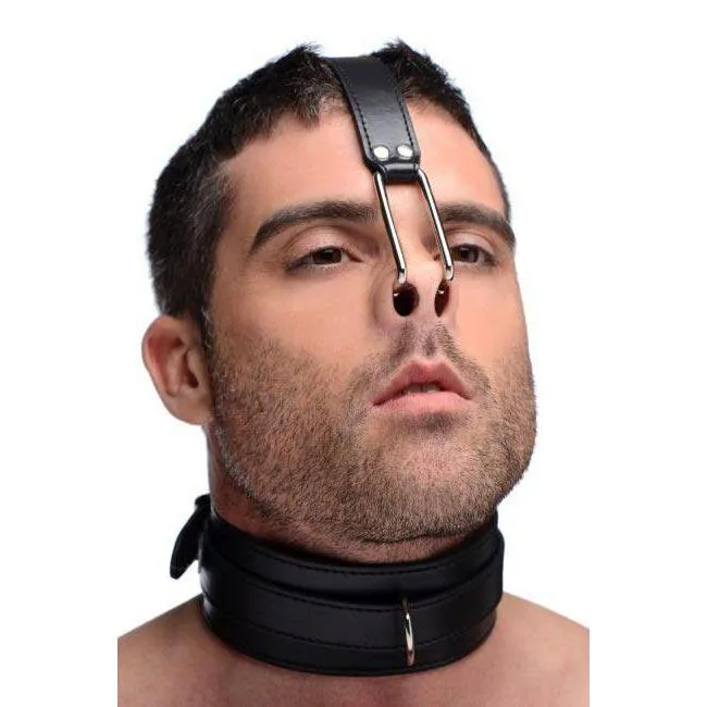 Master Series Leather Collar with Nose Hooks Restraints