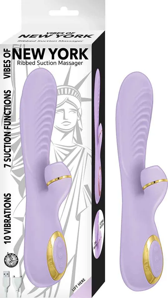 Nasstoys Female Sex Toys Vibes of New York Ribbed Suction Massager Lavender Nasstoys Female Sex Toys Vibes of New York Ribbed Suction Massager Lavender