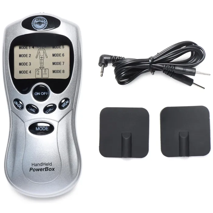 Zeus Electrosex Anal Zeus Electrosex Handheld Power Box with Black Silicone Pads